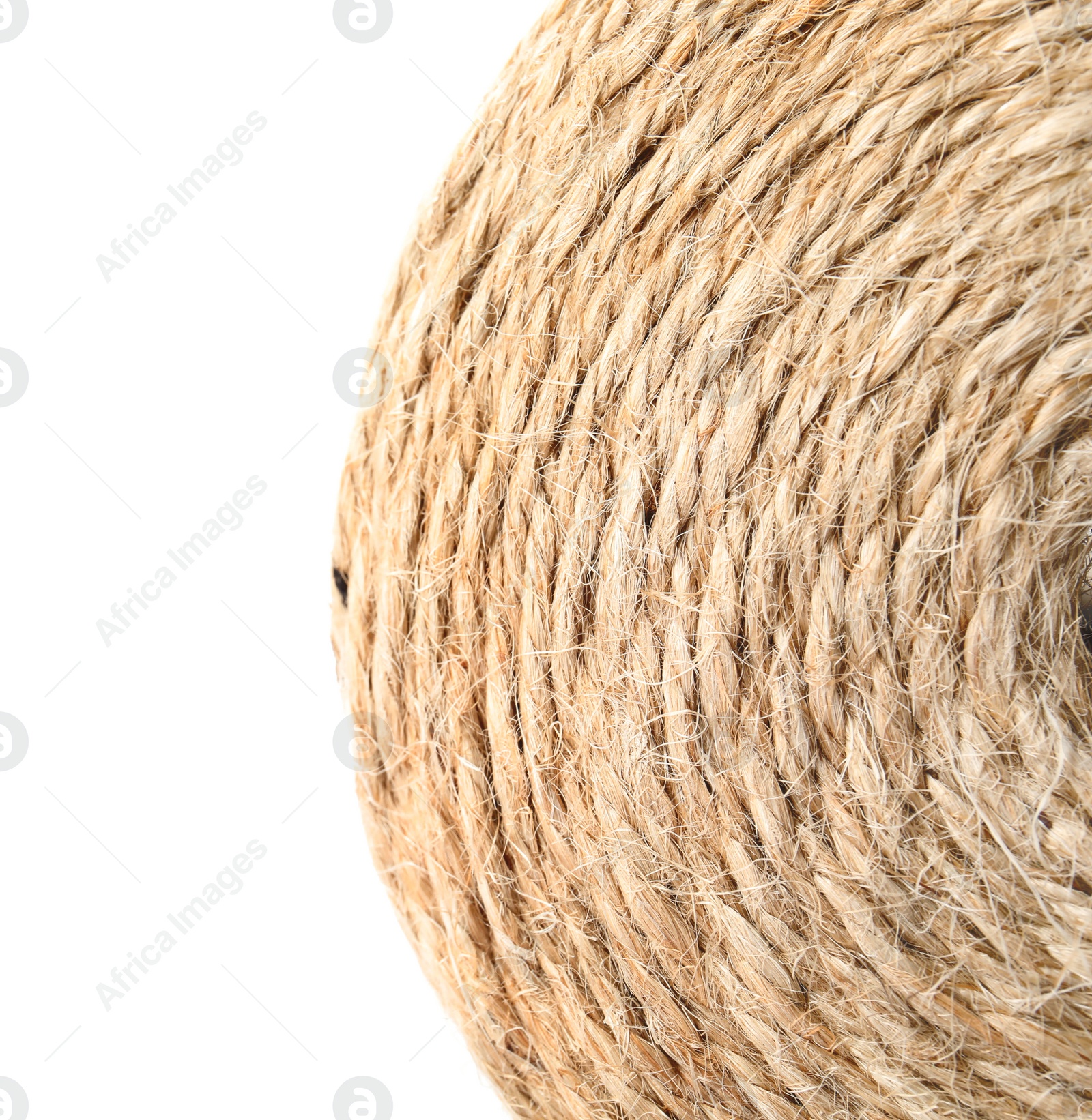 Photo of Spool with hemp rope, closeup. Organic material