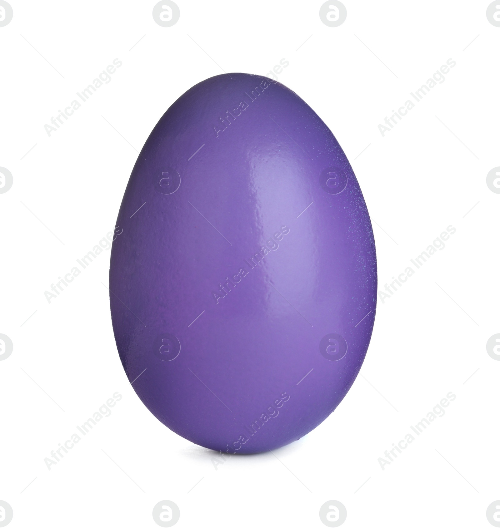 Photo of Painted purple egg isolated on white. Happy Easter