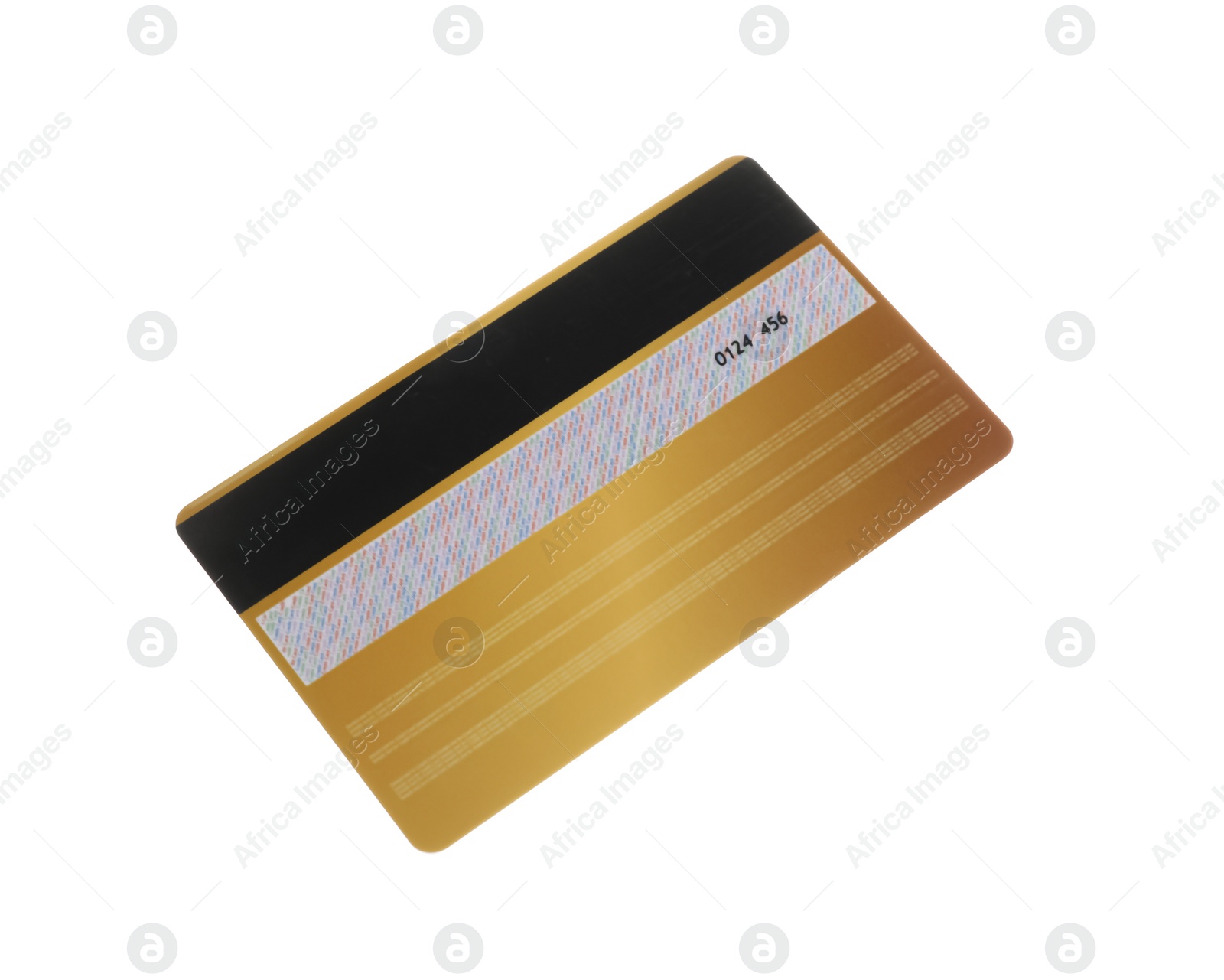 Photo of Golden plastic credit card isolated on white