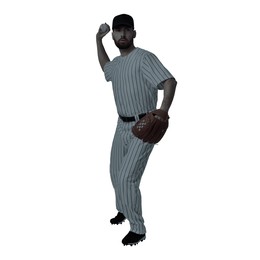 Silhouette of baseball player on white background