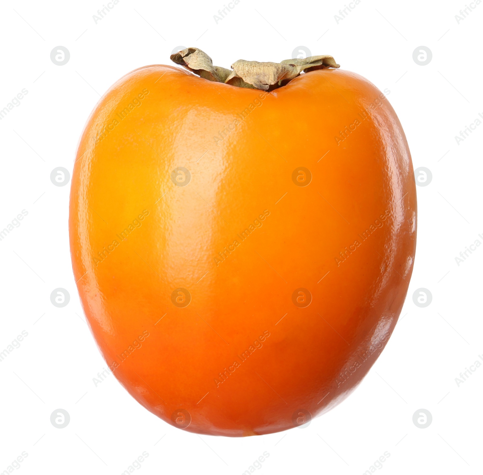 Photo of One fresh persimmon fruit isolated on white