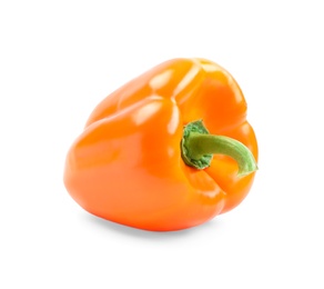 Photo of Ripe orange bell pepper isolated on white