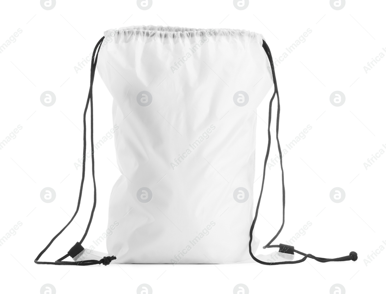 Photo of One beautiful drawstring bag isolated on white