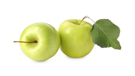 Photo of Fresh ripe green apples isolated on white