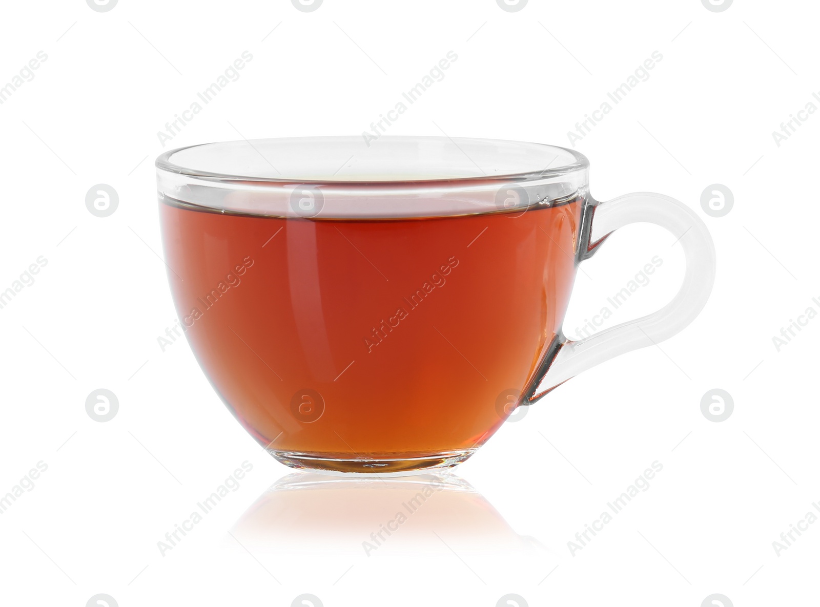 Photo of Tasty tea in cup isolated on white