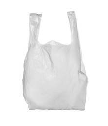 One empty plastic bag isolated on white