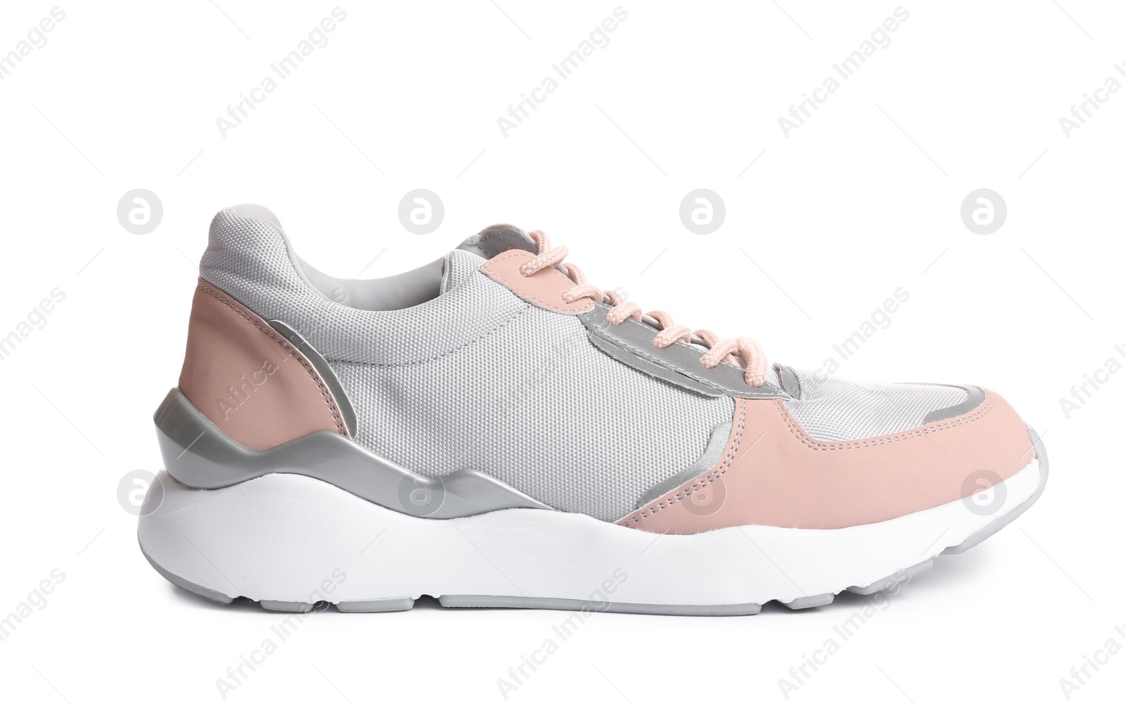 Photo of Comfortable modern sports shoe on white background