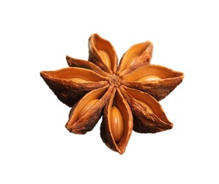 Photo of Dry anise star with seeds isolated on white