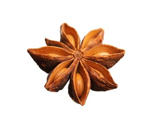 Dry anise star with seeds isolated on white