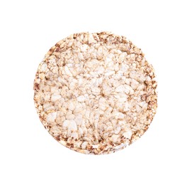 Photo of Tasty crunchy buckwheat cake isolated on white, top view