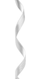 Image of One white satin ribbon isolated on white