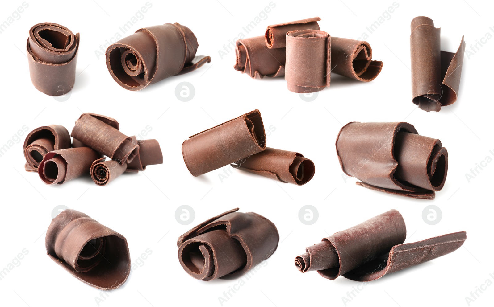 Image of Set with chocolate shavings on white background