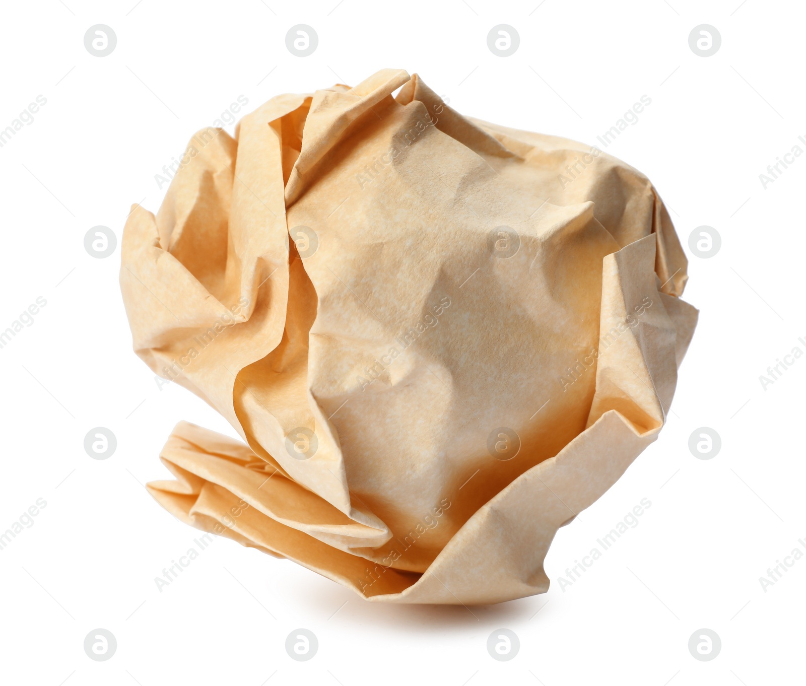 Photo of Crumpled color sheet of paper on white background