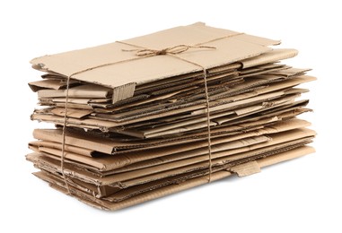 Photo of Stack of cardboard pieces isolated on white