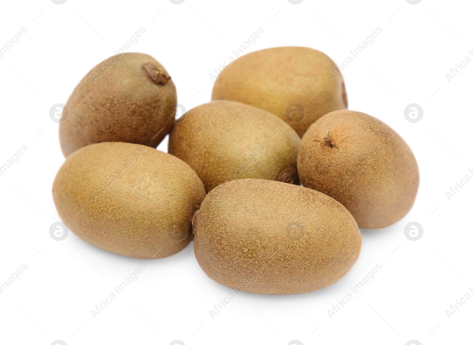 Photo of Fresh ripe yellow kiwis on white background