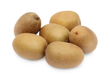 Fresh ripe yellow kiwis on white background