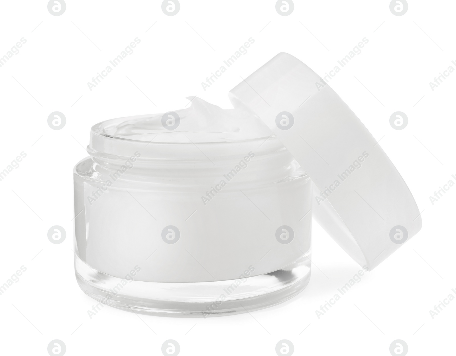 Photo of Cream in glass jar isolated on white