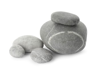 Group of different stones isolated on white