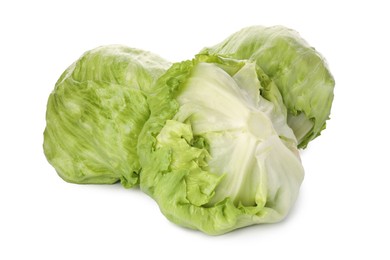 Fresh green iceberg lettuces isolated on white