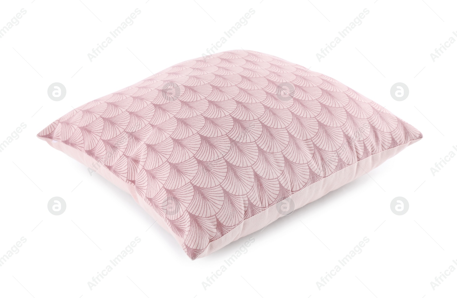 Photo of New soft pink pillow isolated on white