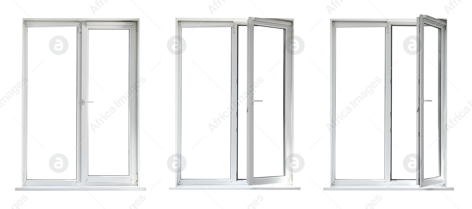 Image of Set of modern windows on white background