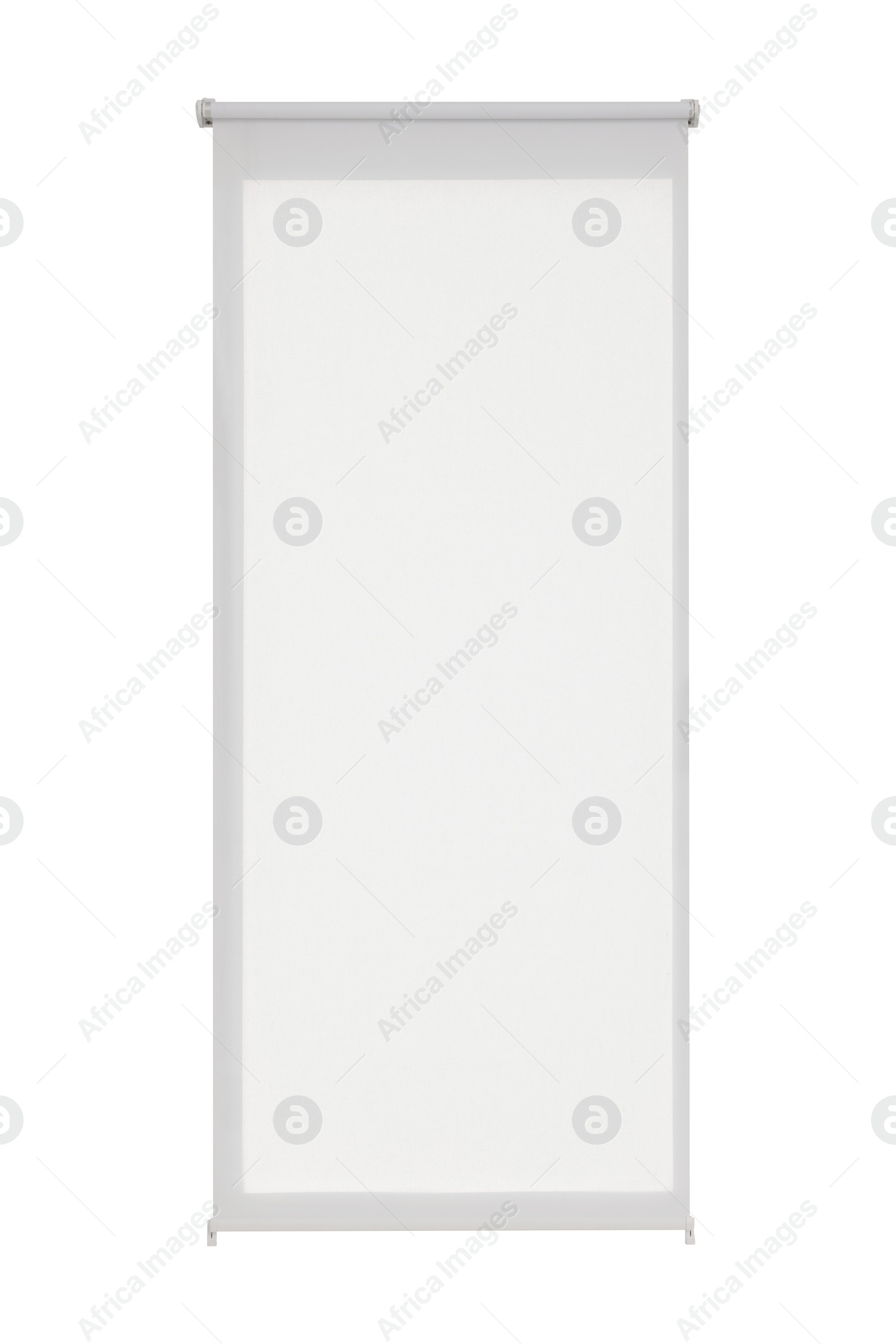 Image of Stylish window roller blind on white background