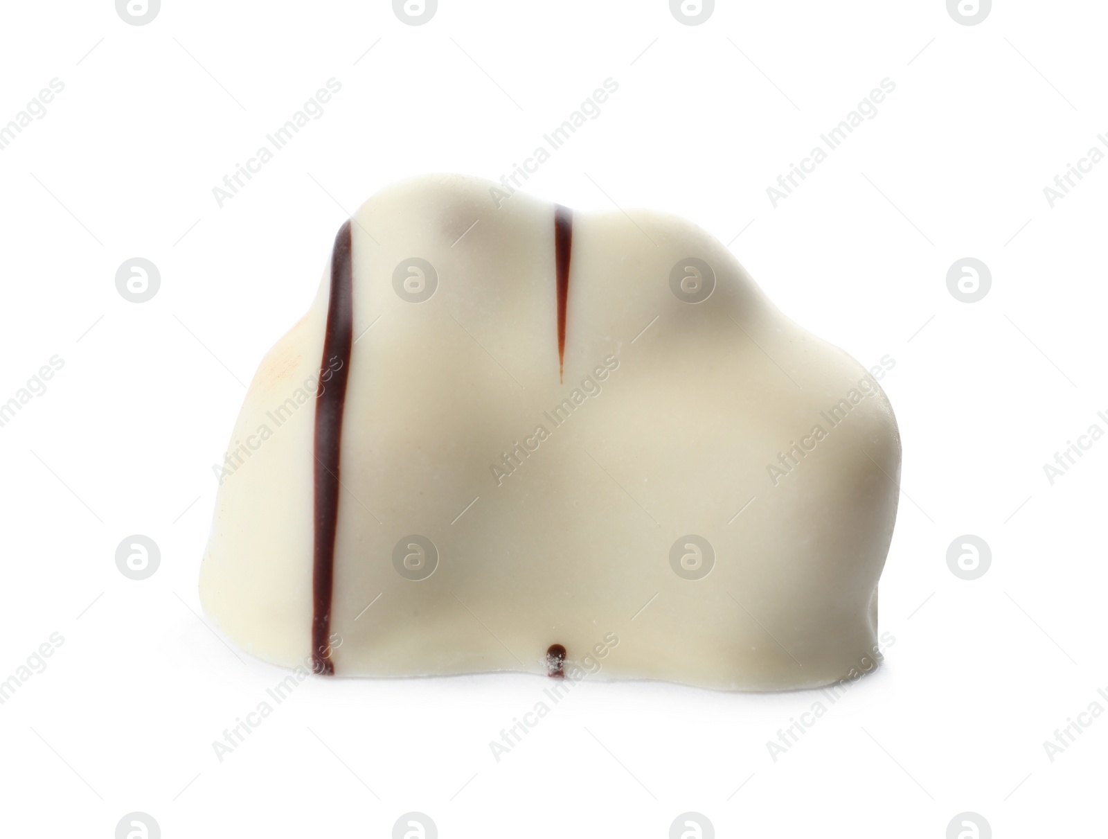 Photo of Delicious chocolate candy isolated on white. Fancy confectionery