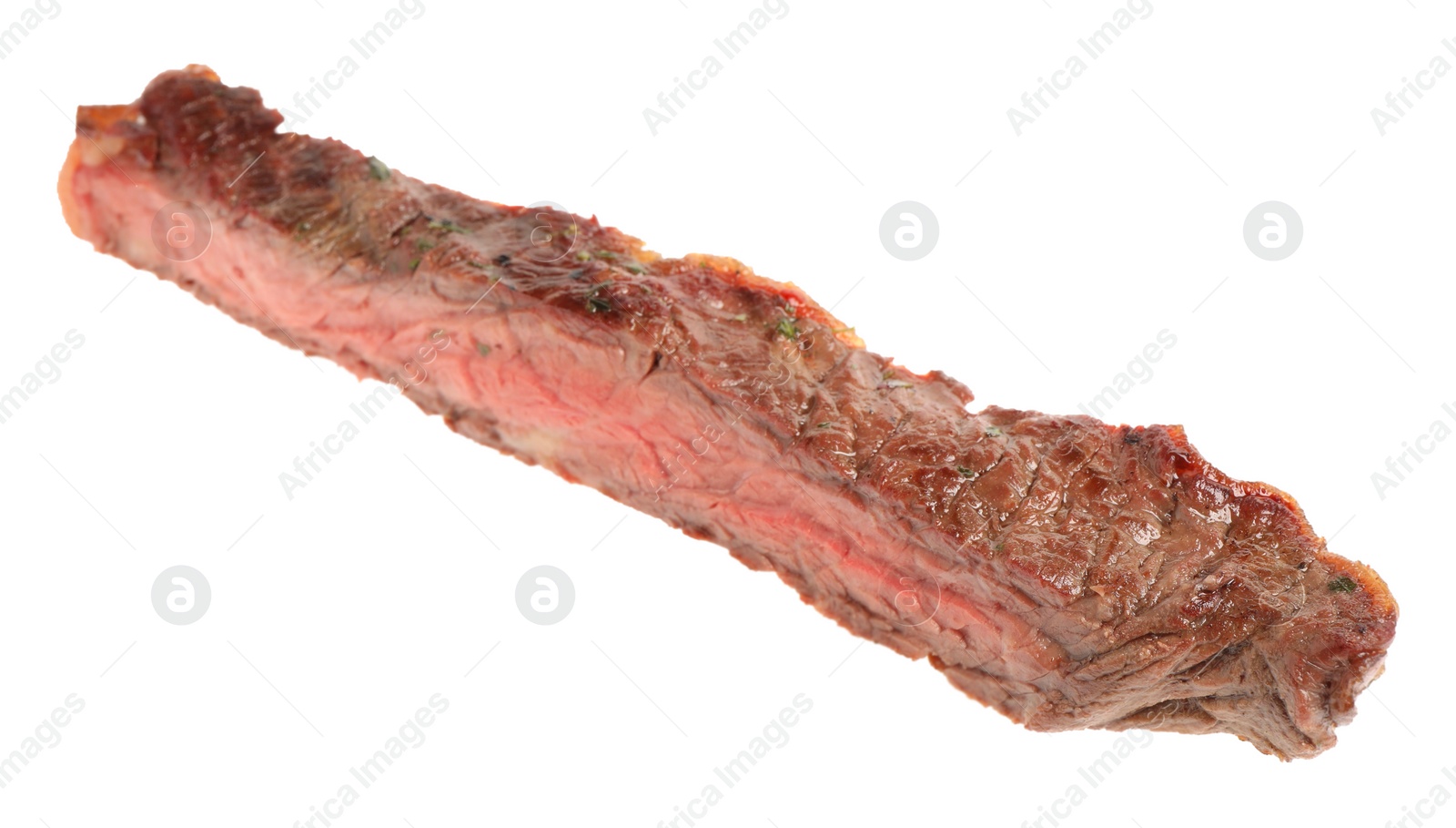 Photo of Piece of delicious grilled beef isolated on white