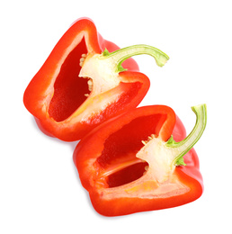 Cut red bell pepper isolated on white