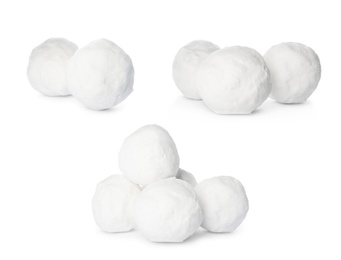 Set of different snowballs on white background 