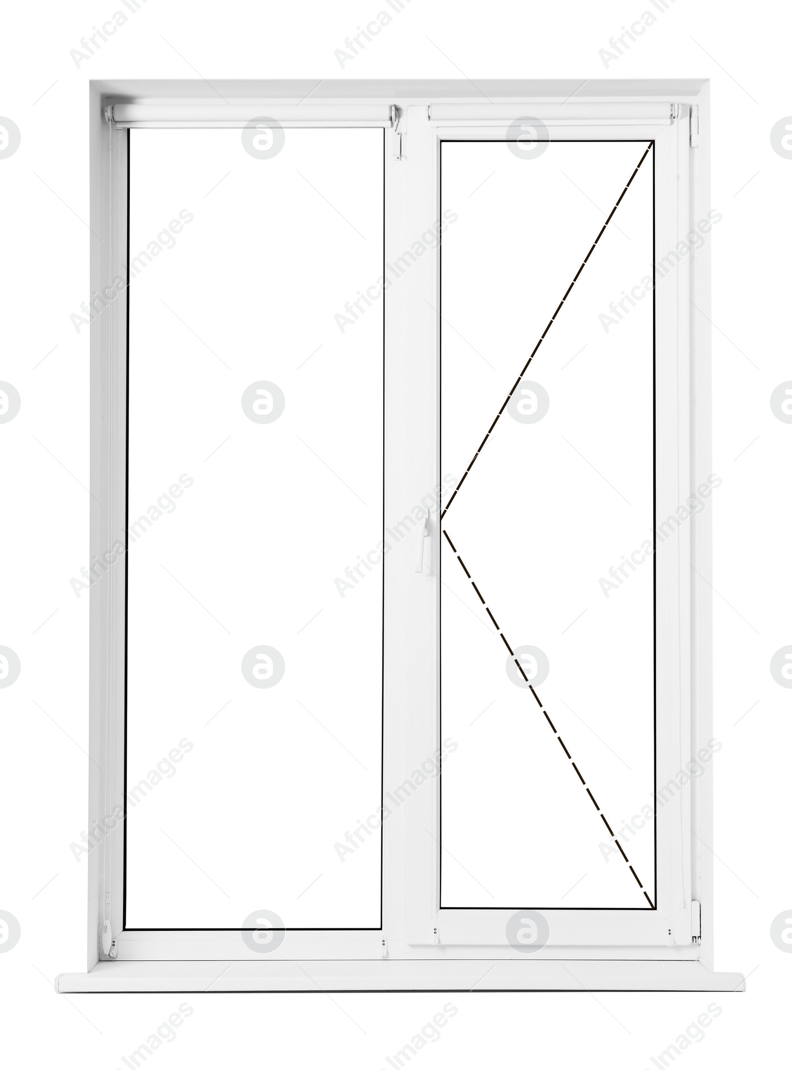 Image of Modern window with opening type lines on white background