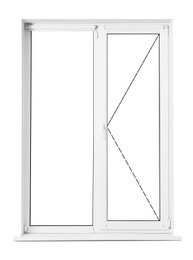 Image of Modern window with opening type lines on white background