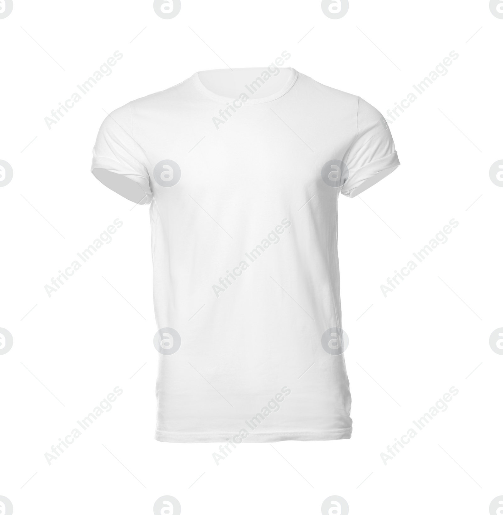 Photo of Stylish men's t-shirt isolated on white. Space for design