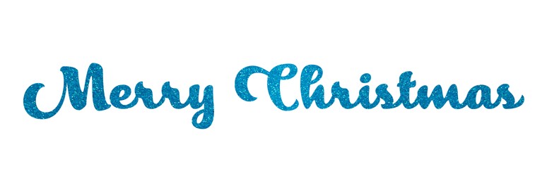 Illustration of Glittery blue text Merry Christmas on white background