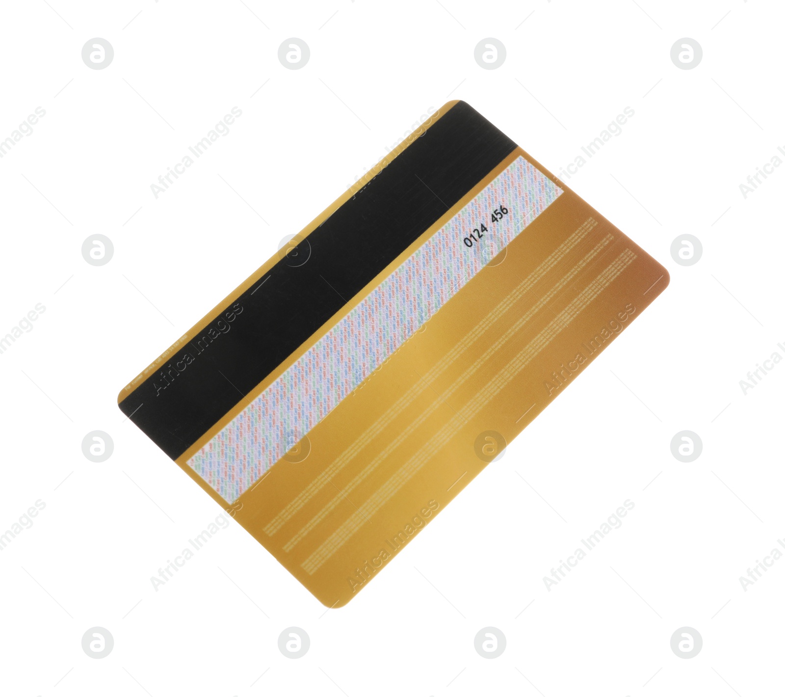 Photo of Golden plastic credit card isolated on white