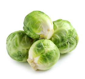 Photo of Fresh tasty Brussels sprouts on white background