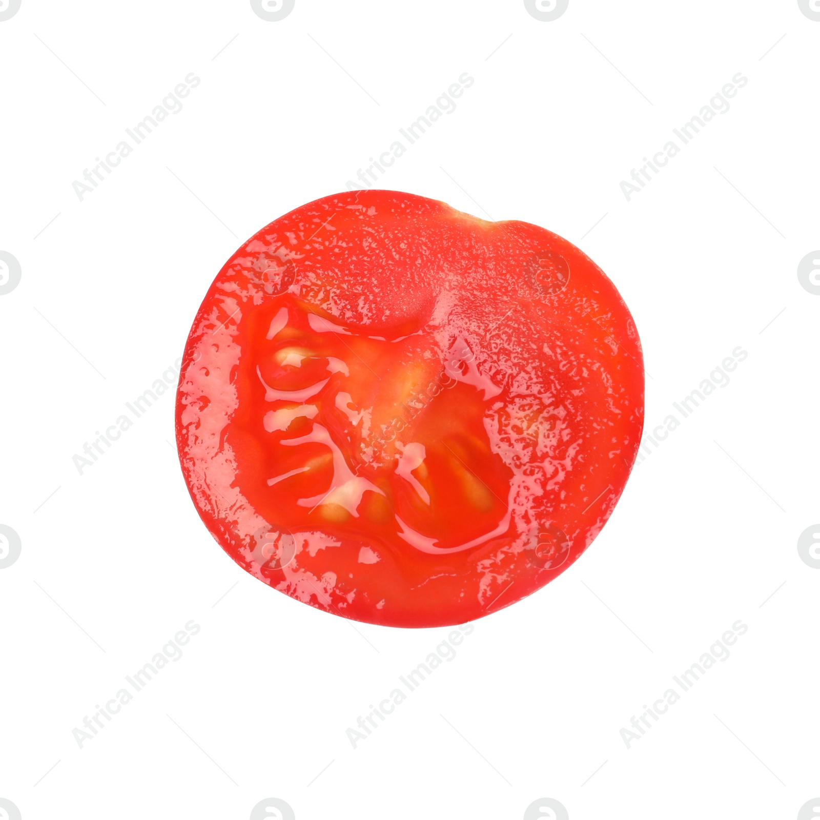 Photo of Half of fresh ripe tomato isolated on white. Healthy vegetable