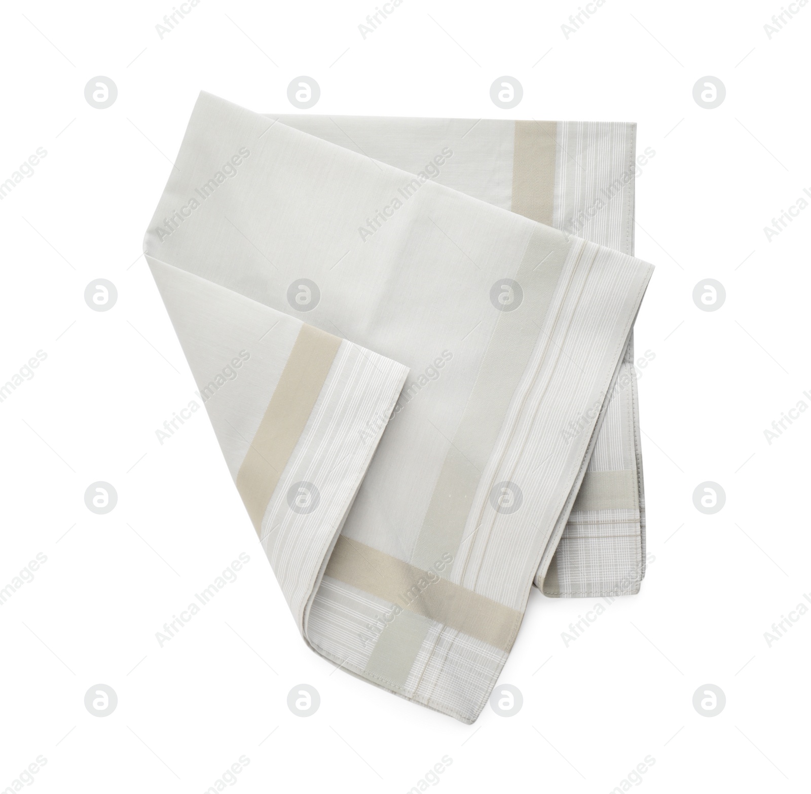 Photo of Stylish handkerchief isolated on white, top view