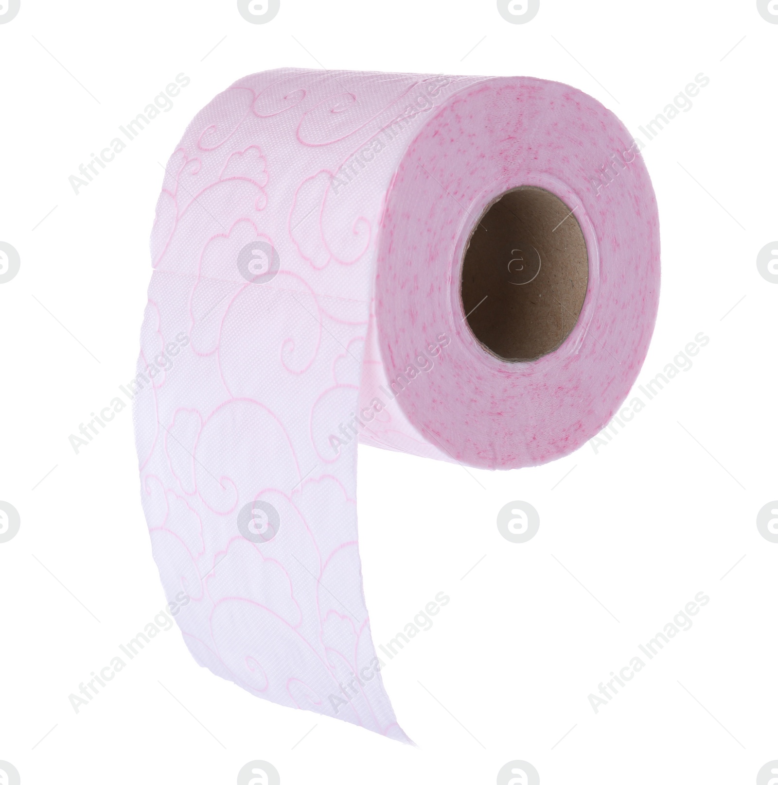 Photo of Roll of toilet paper on white background. Personal hygiene