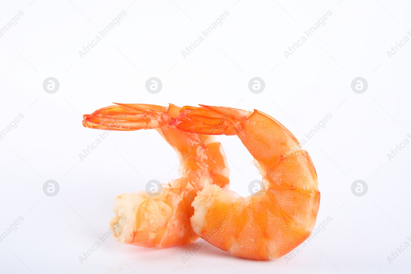 Photo of Delicious freshly cooked shrimps isolated on white