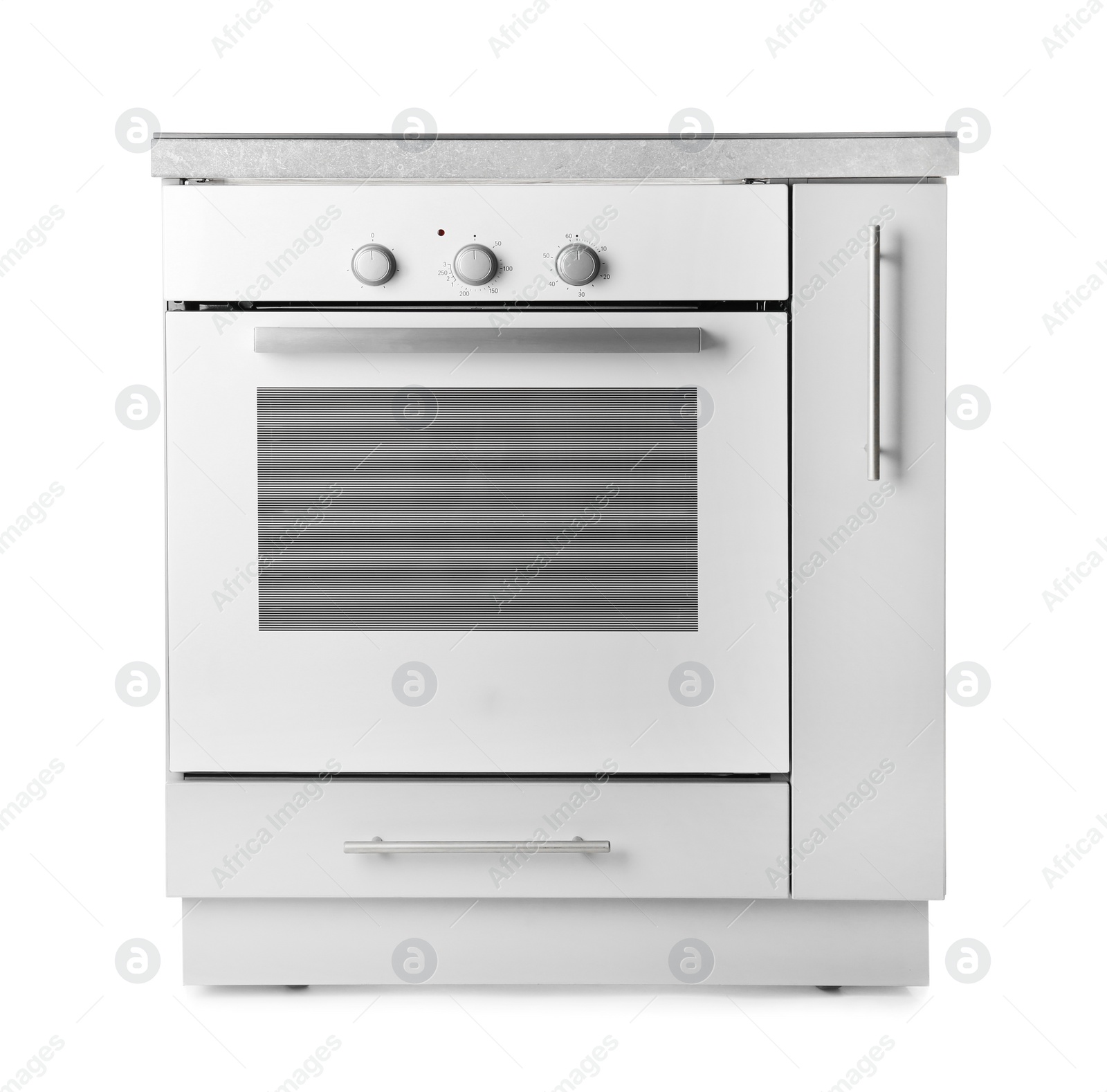 Photo of Modern electric oven on white background. Kitchen appliance