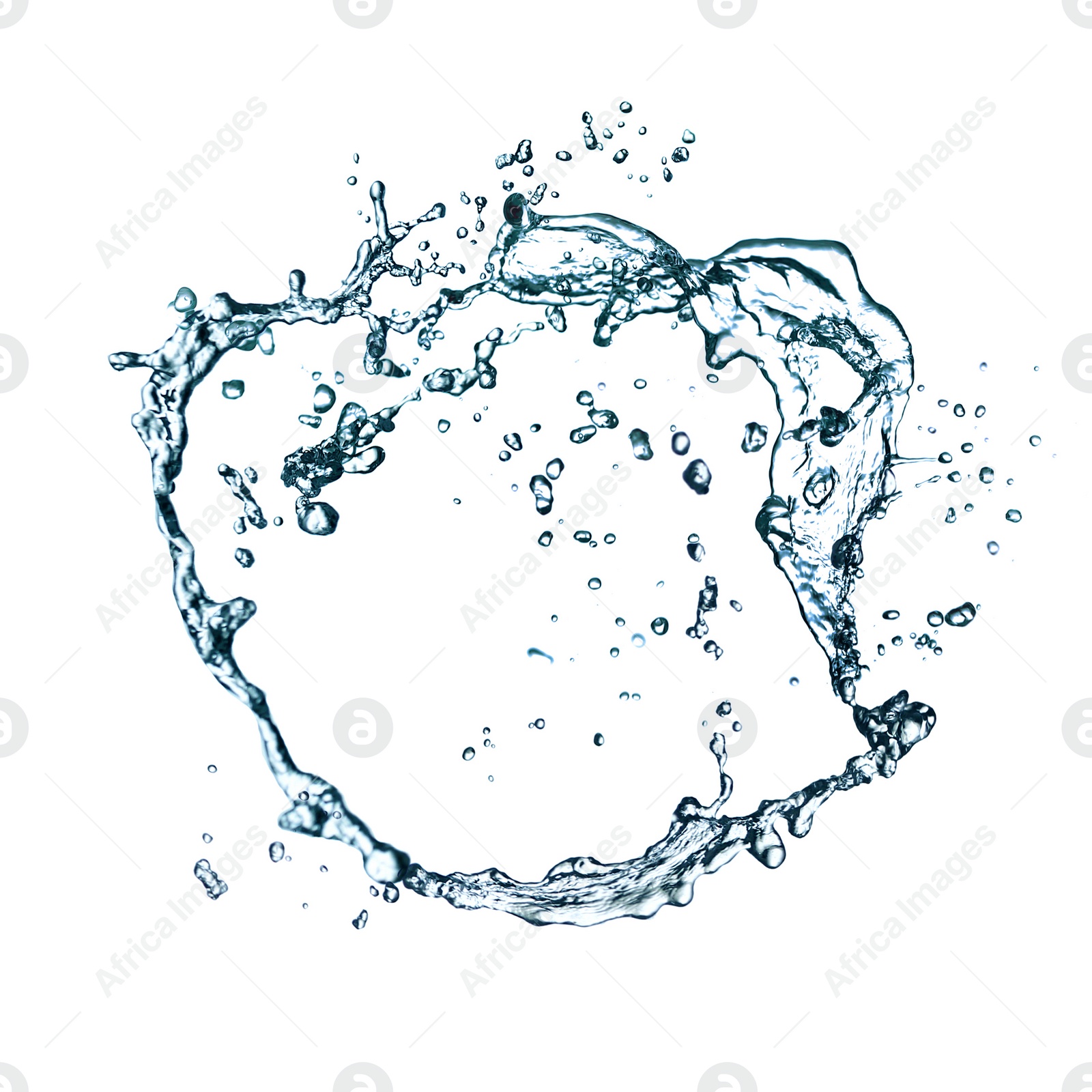 Image of Frame made of water splashes on white background, space for text