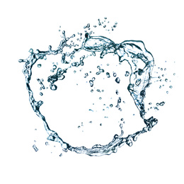 Image of Frame made of water splashes on white background, space for text