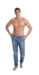 Photo of Man with sexy body on white background
