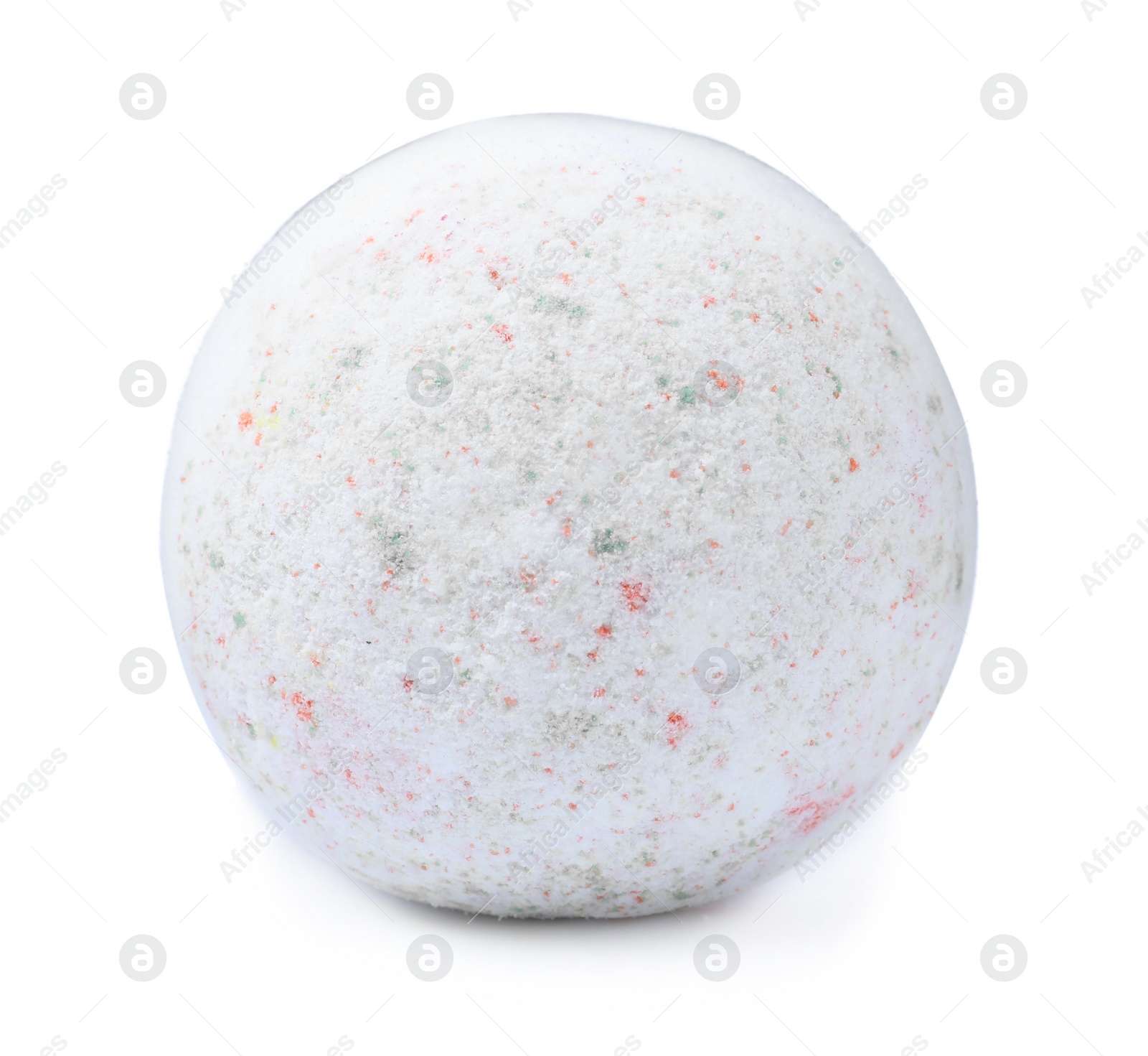 Photo of Bright bath bomb isolated on white. Spa product