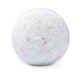 Photo of Bright bath bomb isolated on white. Spa product