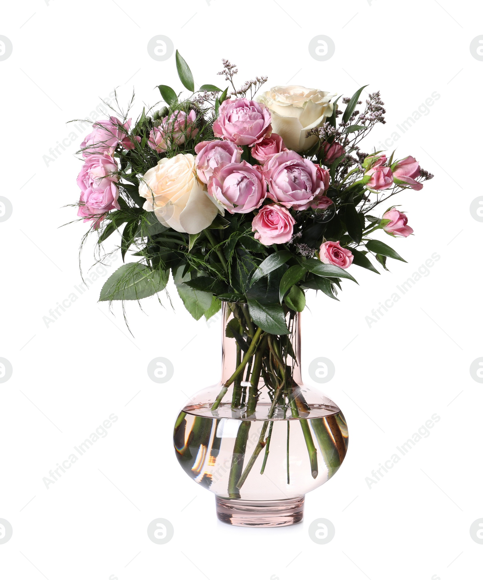 Photo of Beautiful bouquet with roses isolated on white