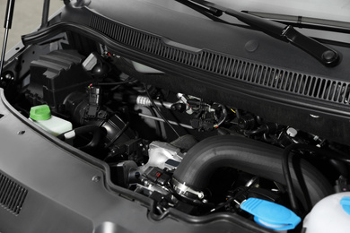 Photo of Closeup view of engine bay in modern car