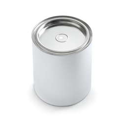 Photo of Closed blank can of paint isolated on white