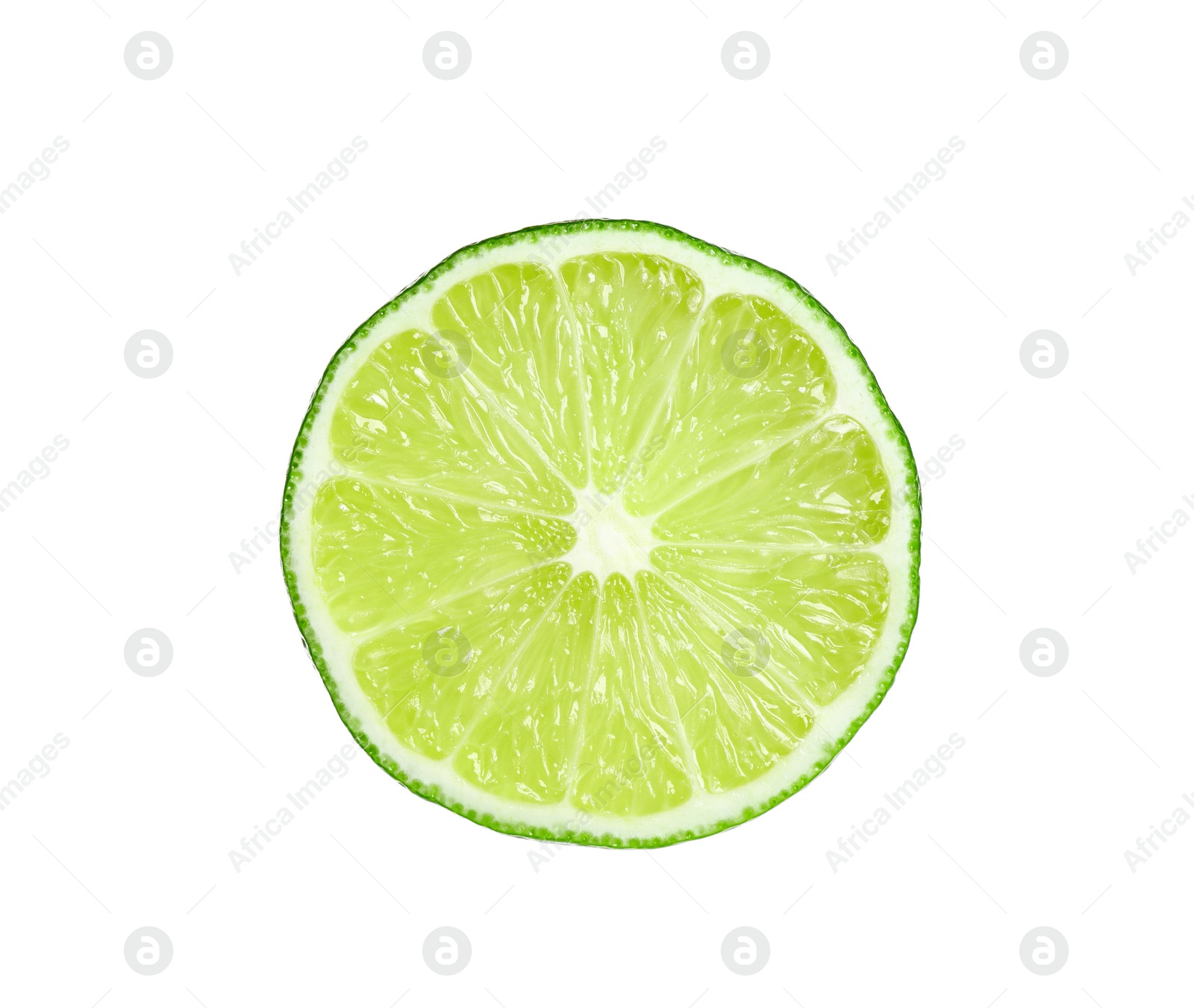 Photo of Cut fresh ripe lime isolated on white